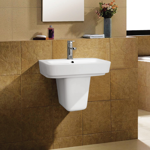 Basins with half pedestal